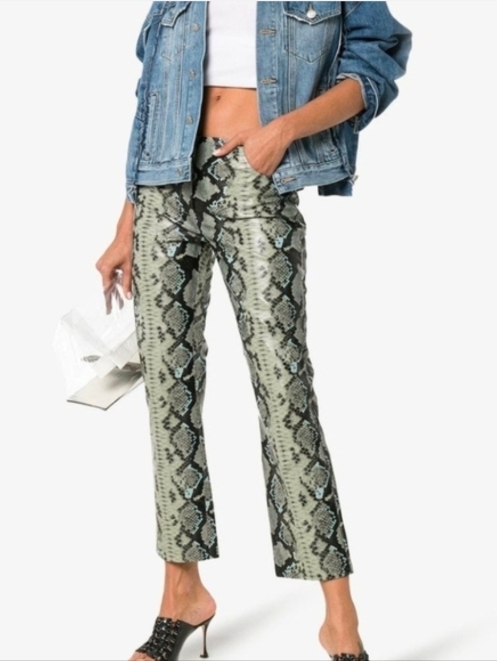 Miaou | Beatrice Snake Print Vegan Leather Pants Size 26